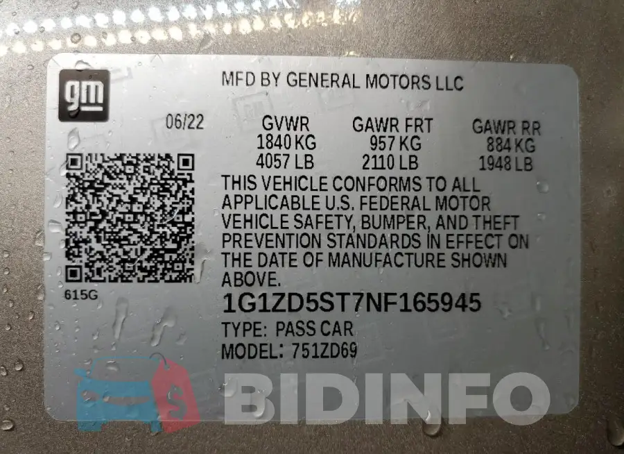 1G1ZD5ST7NF165945 Photo# 12