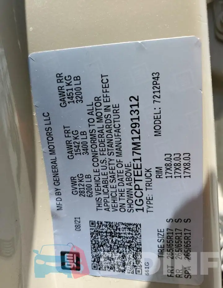 1GCPTEE17M1291312 Photo# 12