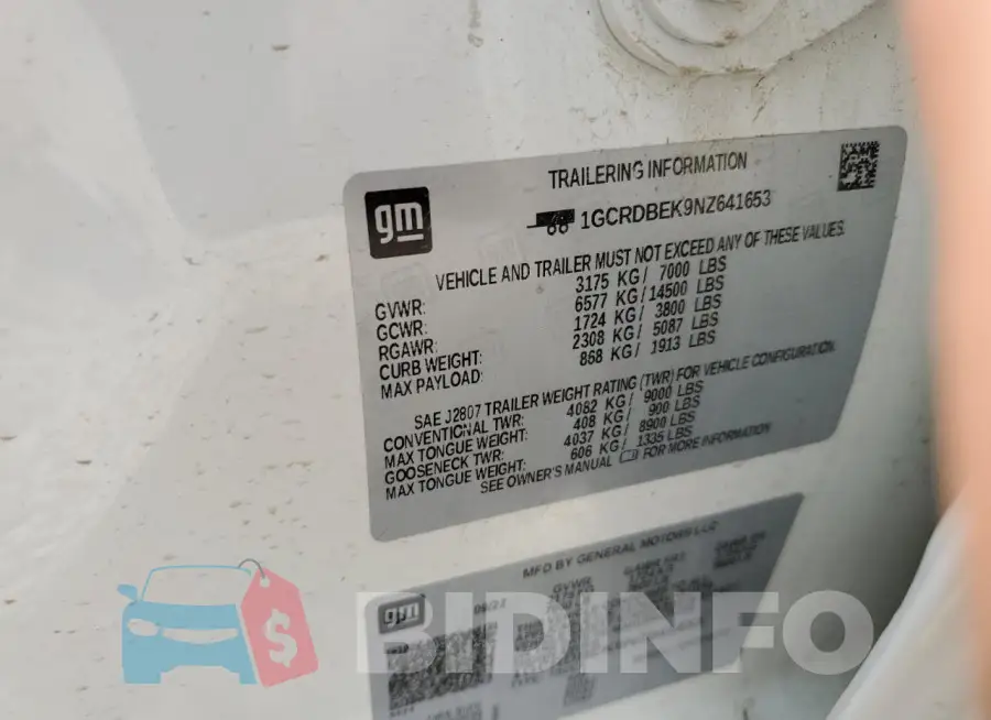 1GCRDBEK9NZ641653 Photo# 12