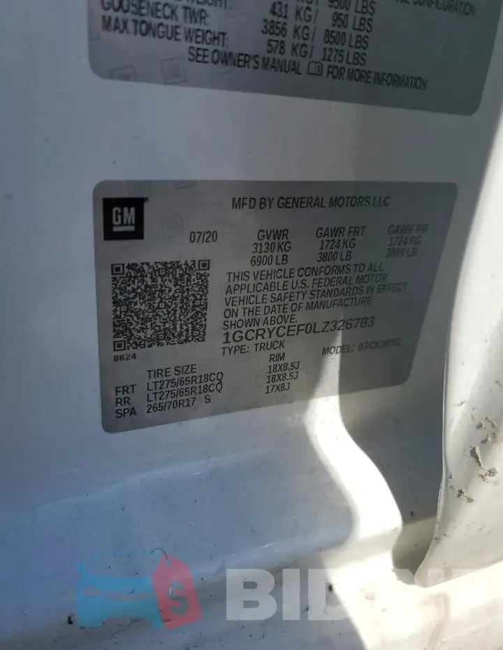 1GCRYCEF0LZ326783 Photo# 12
