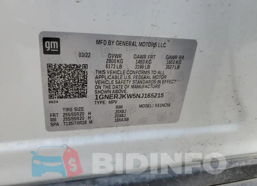 1GNERJKW5NJ165215 Photo# 12