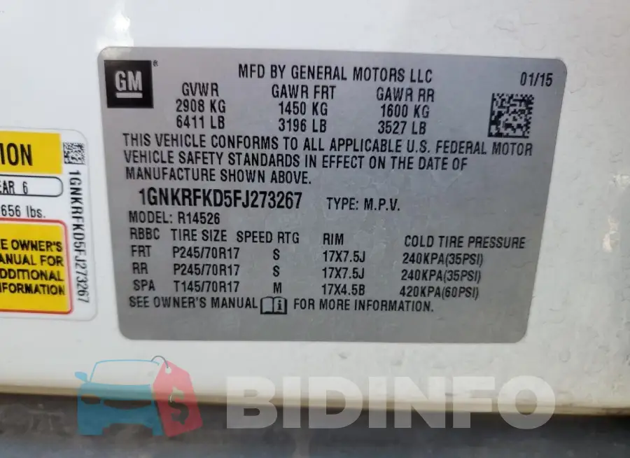 1GNKRFKD5FJ273267 Photo# 13