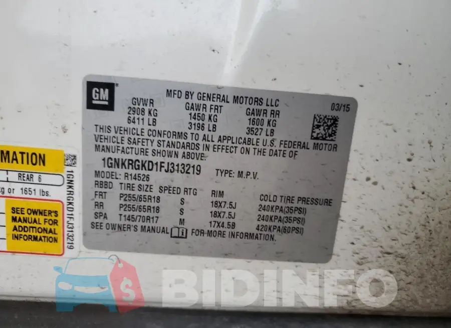 1GNKRGKD1FJ313219 Photo# 12