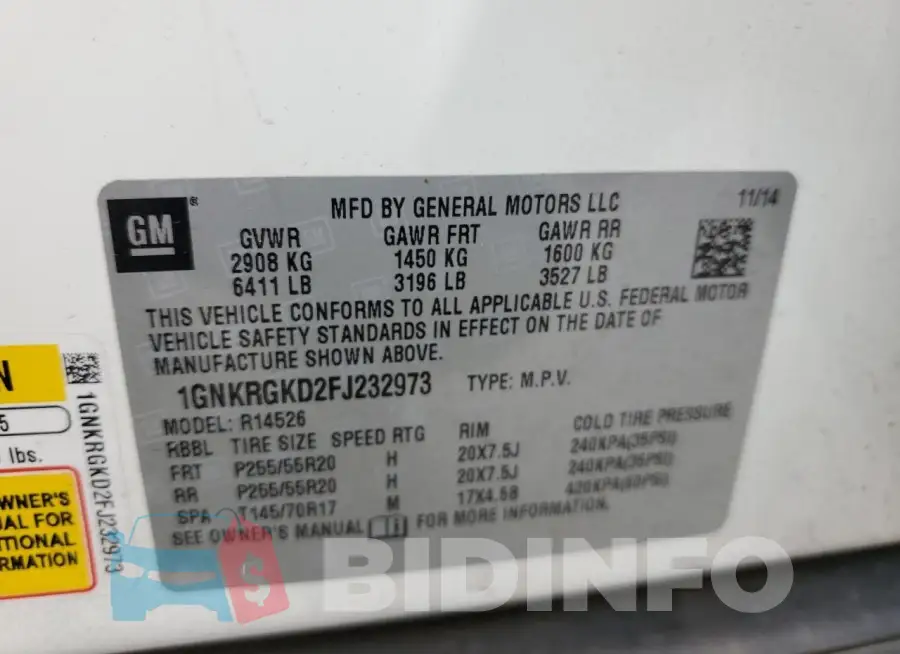 1GNKRGKD2FJ232973 Photo# 12
