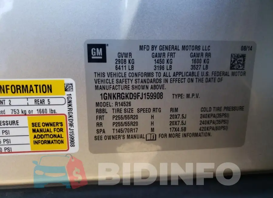 1GNKRGKD9FJ159908 Photo# 13