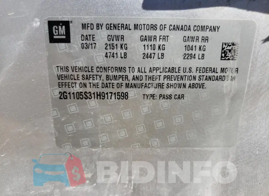 2G1105S31H9171598 Photo# 13