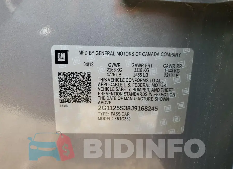 2G1125S38J9168245 Photo# 13