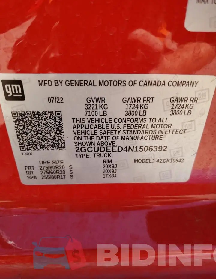 2GCUDEED4N1506392 Photo# 12