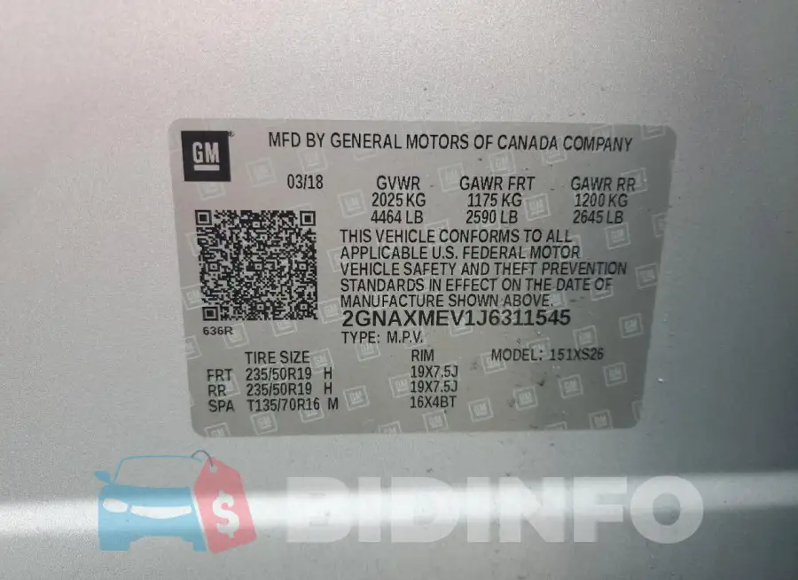 2GNAXMEV1J6311545 Photo# 13