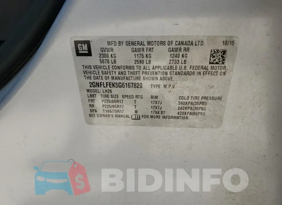 2GNFLFEK5G6167820 Photo# 14