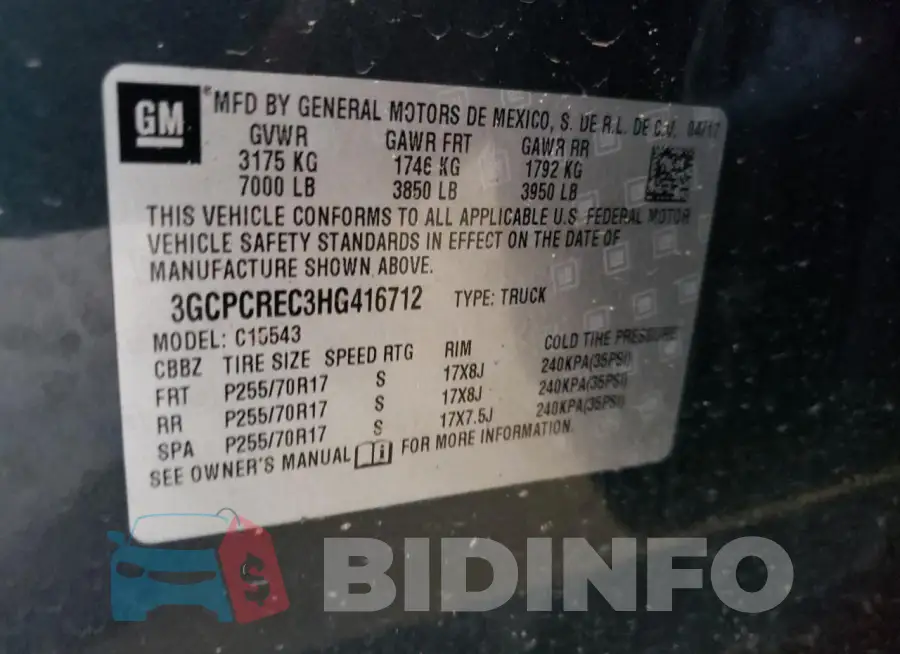 3GCPCREC3HG416712 Photo# 12