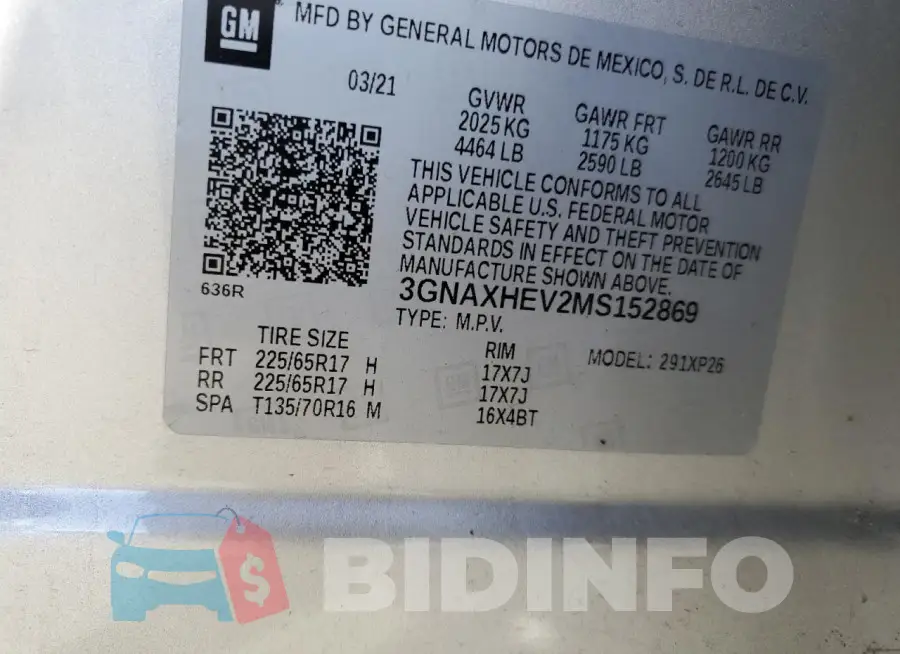 3GNAXHEV2MS152869 Photo# 13