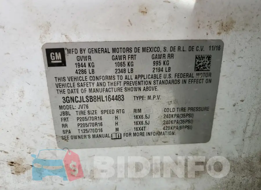 3GNCJLSB8HL164483 Photo# 13