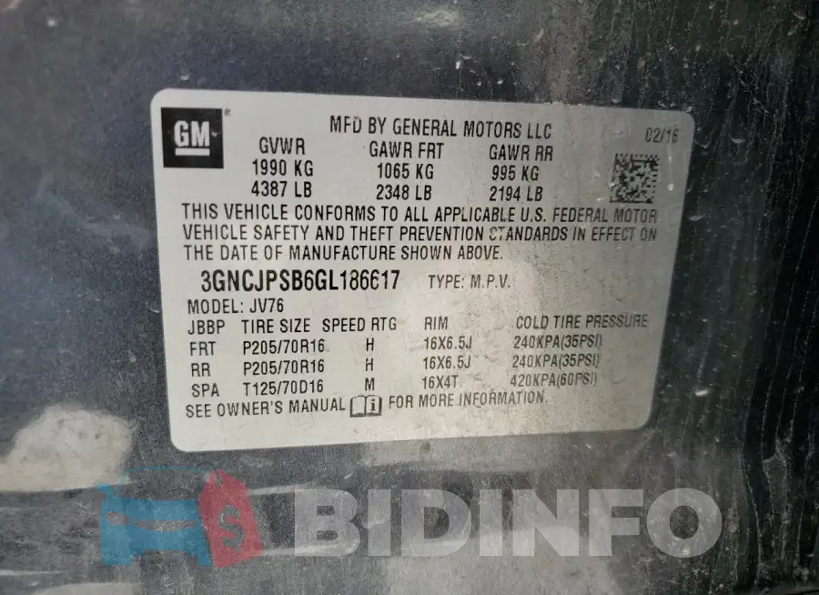 3GNCJPSB6GL186617 Photo# 13