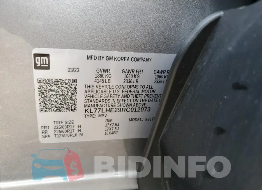 KL77LHE29RC012073 Photo# 13