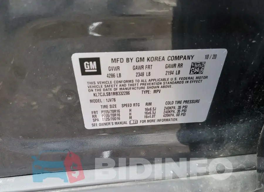 KL7CJLSB1MB332286 Photo# 13
