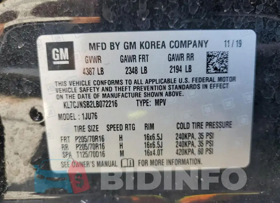 KL7CJNSB2LB072216 Photo# 13