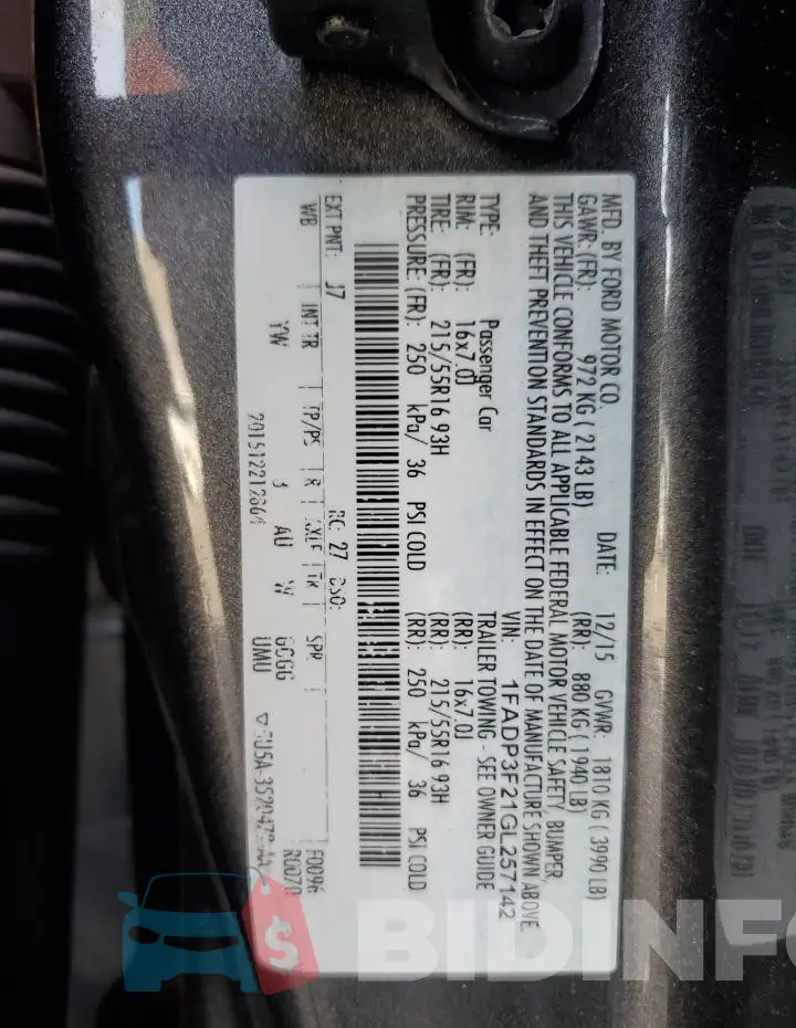 1FADP3F21GL257142 Photo# 12