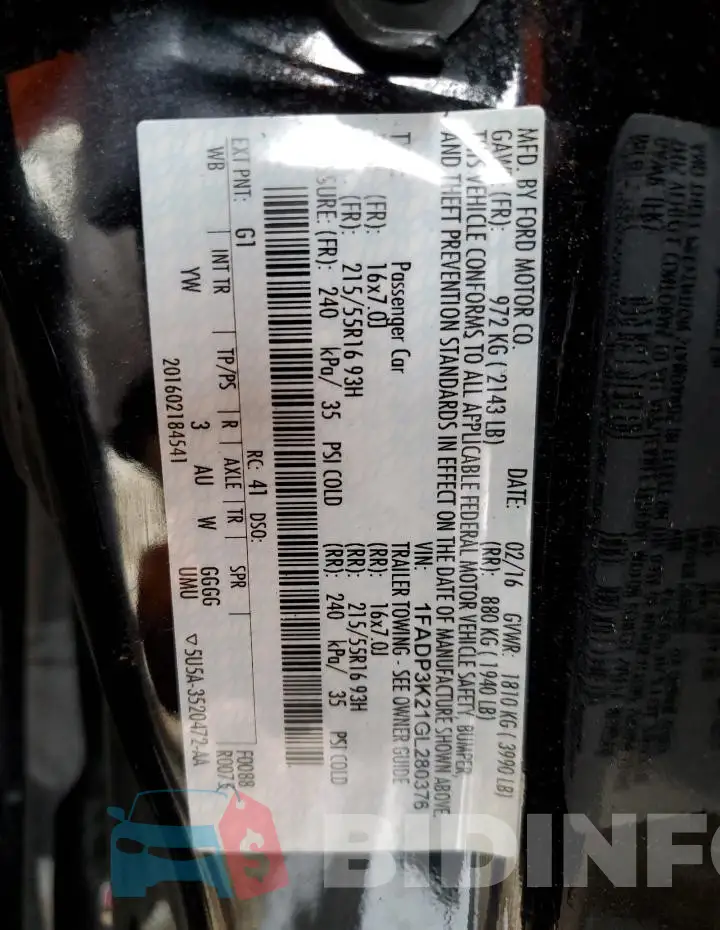 1FADP3K21GL280376 Photo# 12