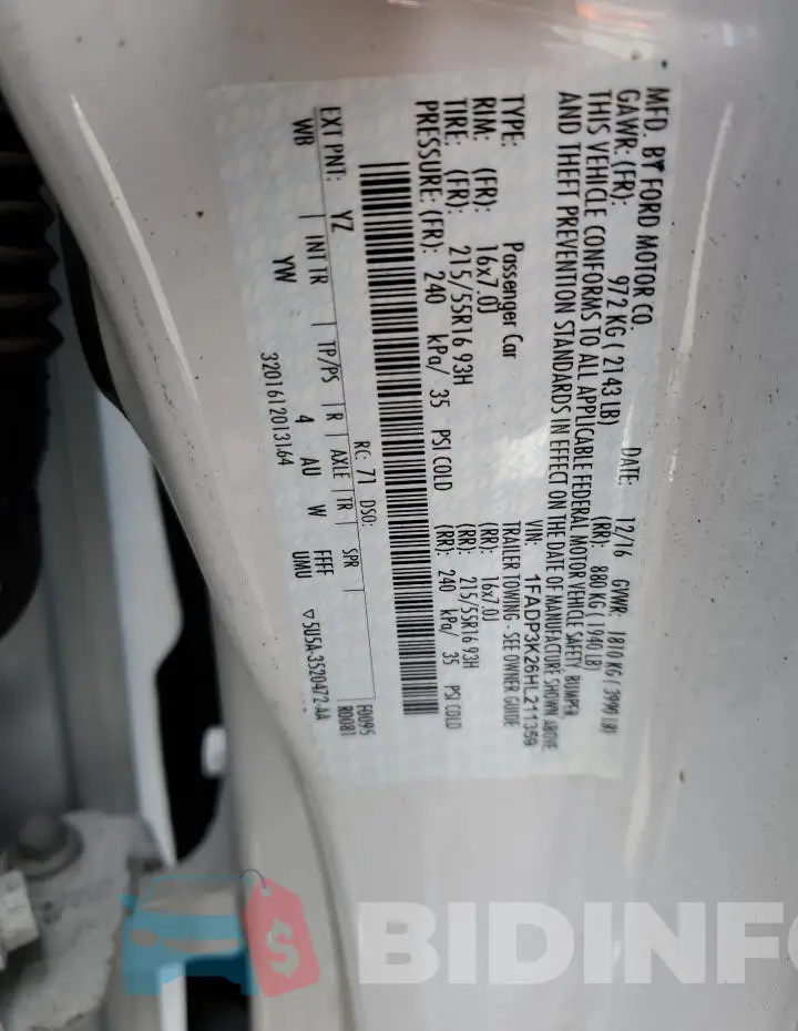 1FADP3K26HL211359 Photo# 12