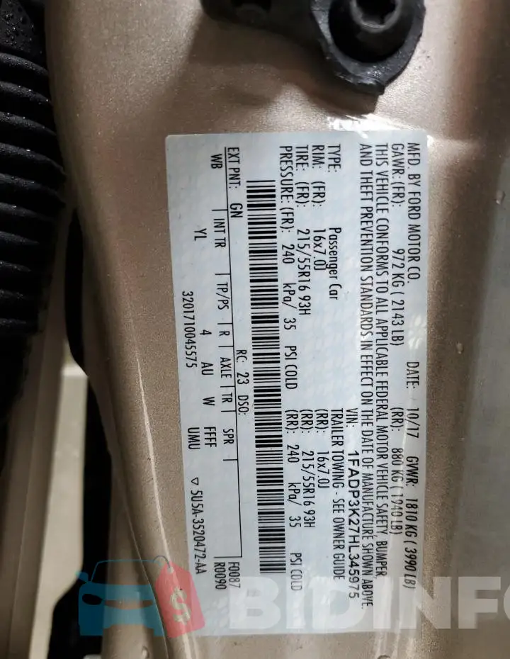 1FADP3K27HL345975 Photo# 13