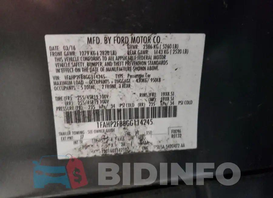 1FAHP2F88GG114245 Photo# 12