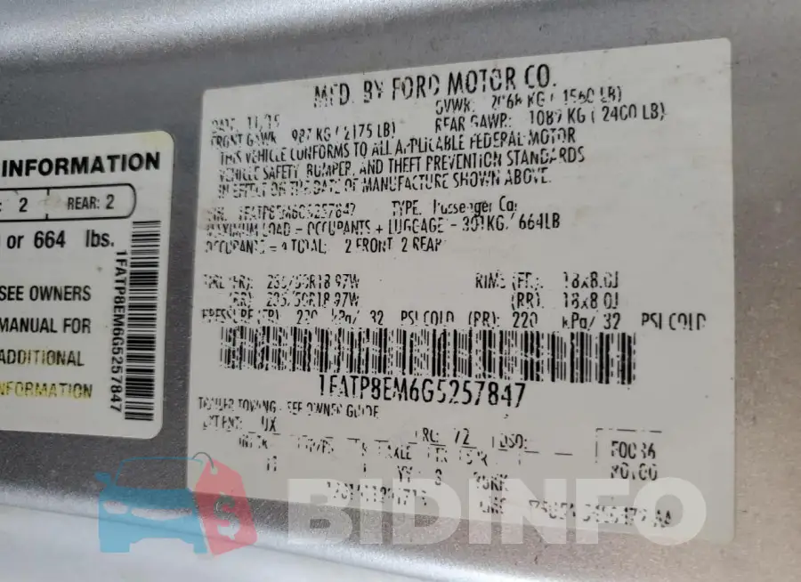 1FATP8EM6G5257847 Photo# 12