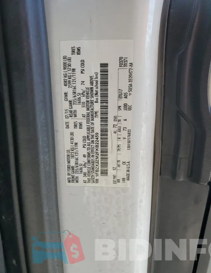 1FBZX2ZM2FKB22459 Photo# 13