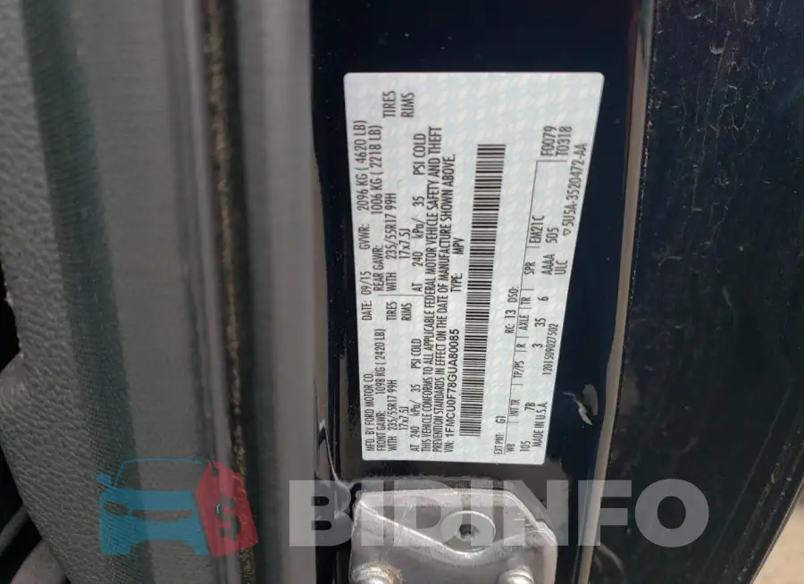 1FMCU0F78GUA80085 Photo# 13