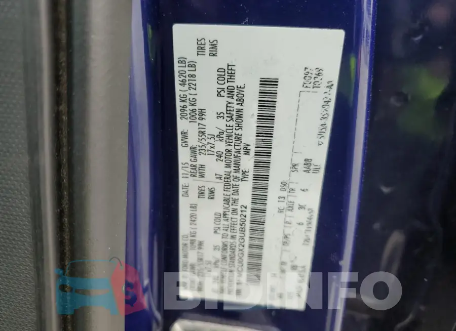 1FMCU0GX2GUB50212 Photo# 13