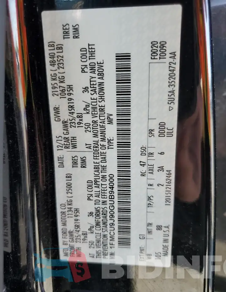 1FMCU9J90GUB94000 Photo# 14