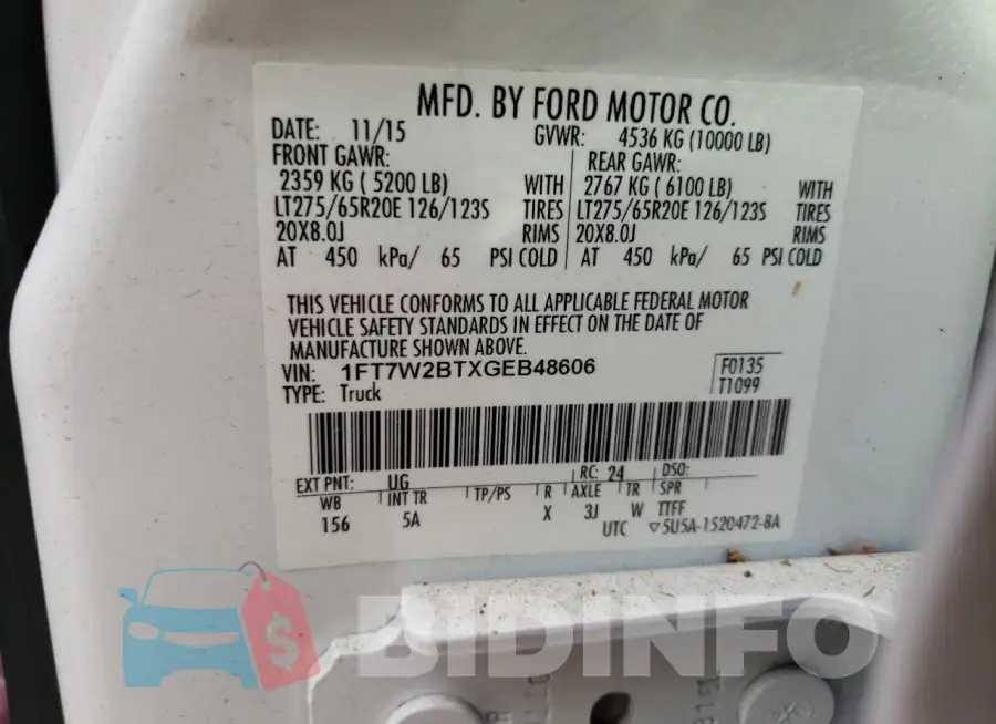 1FT7W2BTXGEB48606 Photo# 12