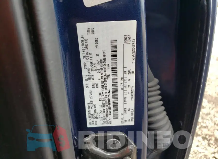 1FTEW1E44KKD75063 Photo# 12