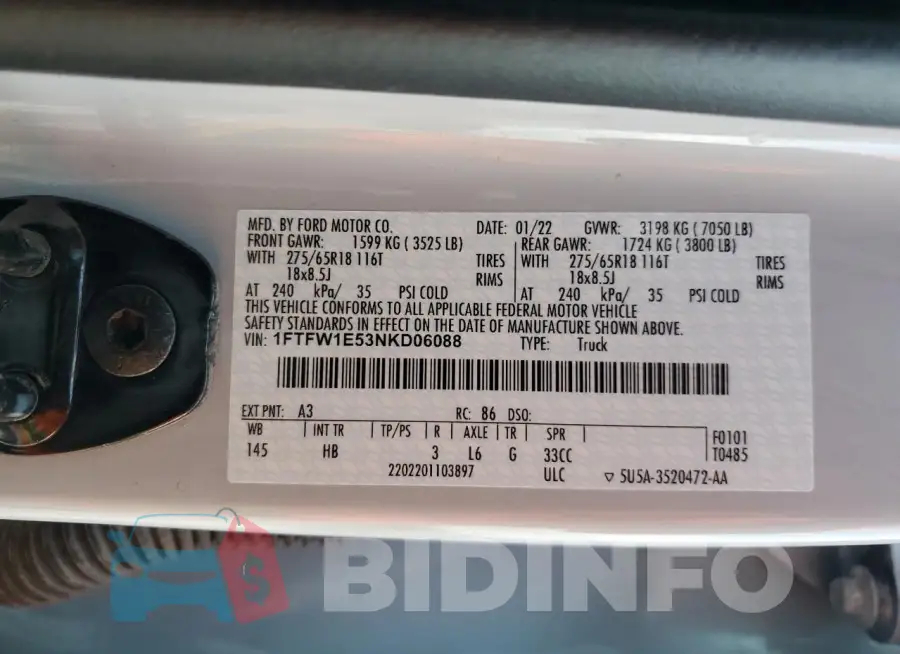 1FTFW1E53NKD06088 Photo# 12
