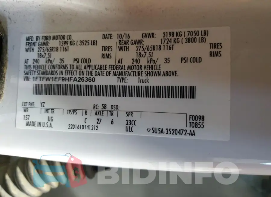 1FTFW1EF9HFA26360 Photo# 12