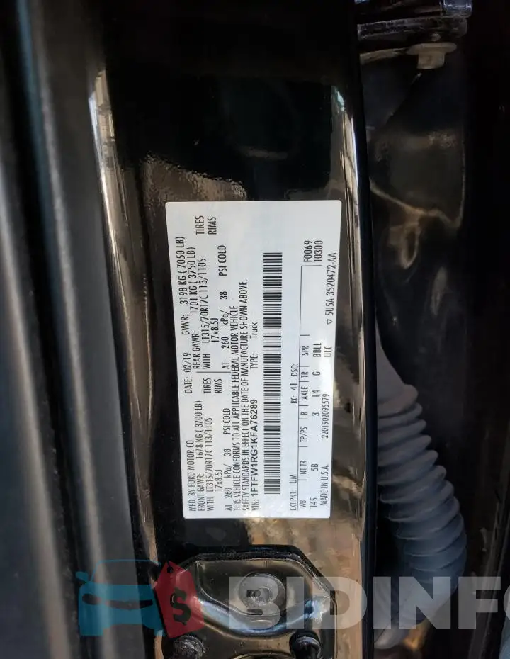 1FTFW1RG1KFA76289 Photo# 13