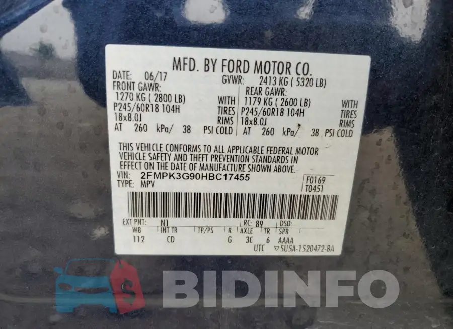 2FMPK3G90HBC17455 Photo# 13