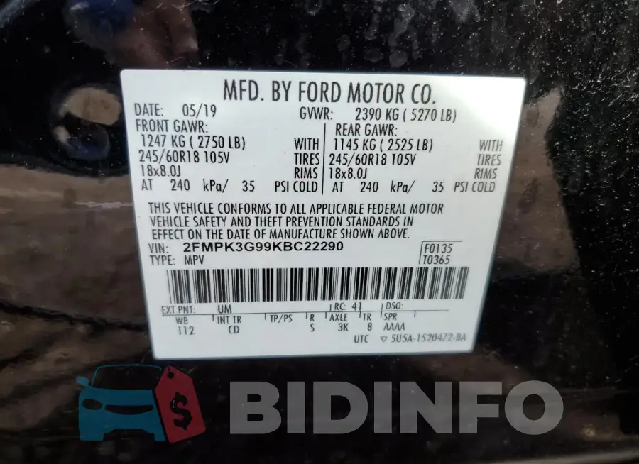 2FMPK3G99KBC22290 Photo# 12