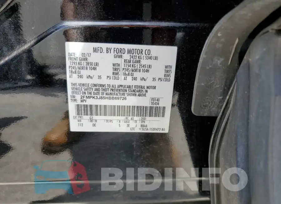 2FMPK3J85HBB69726 Photo# 12