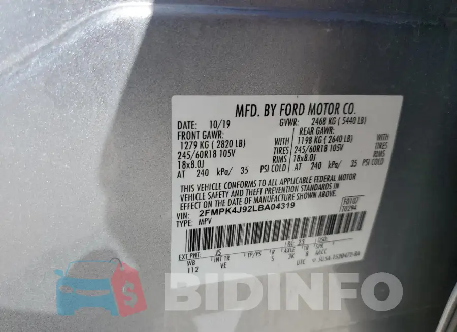 2FMPK4J92LBA04319 Photo# 12