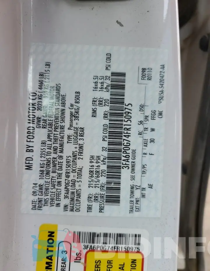 3FA6P0G74FR150975 Photo# 12