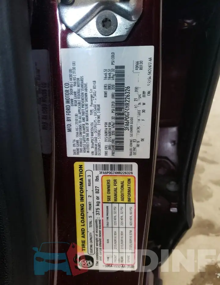 3FA6P0G74HR226326 Photo# 12