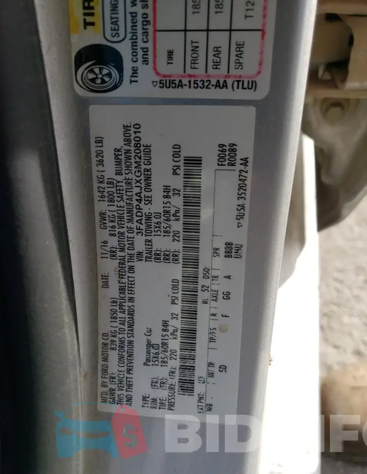 3FADP4AJXGM208010 Photo# 12