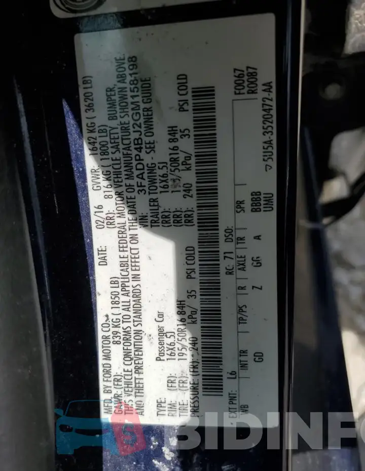 3FADP4BJ2GM158198 Photo# 12