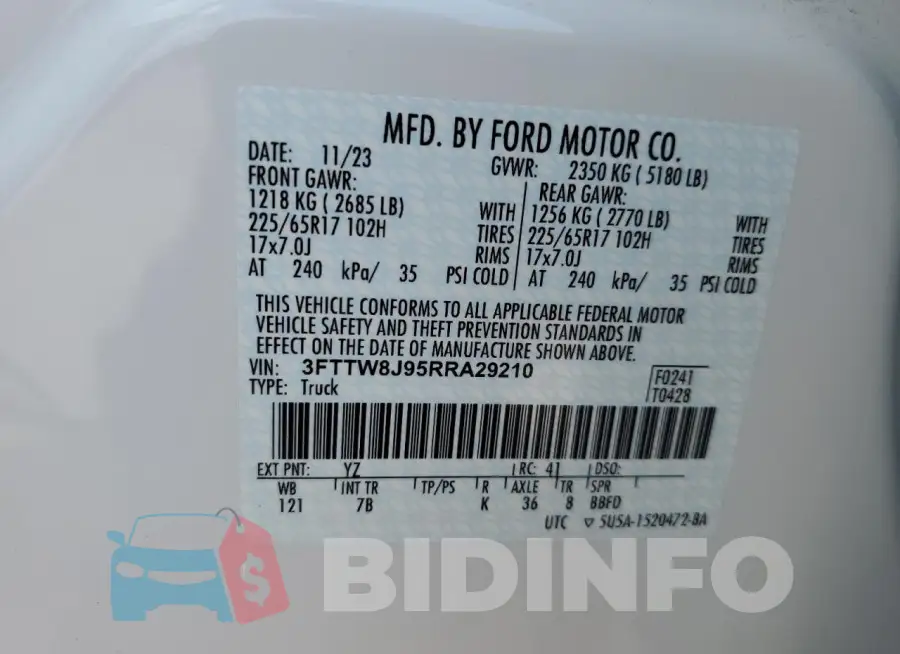 3FTTW8J95RRA29210 Photo# 12