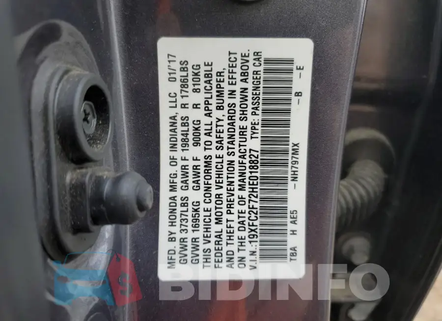 19XFC2F72HE018827 Photo# 12