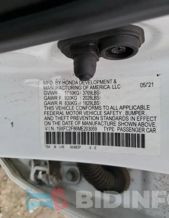 19XFC2F86ME203059 Photo# 12
