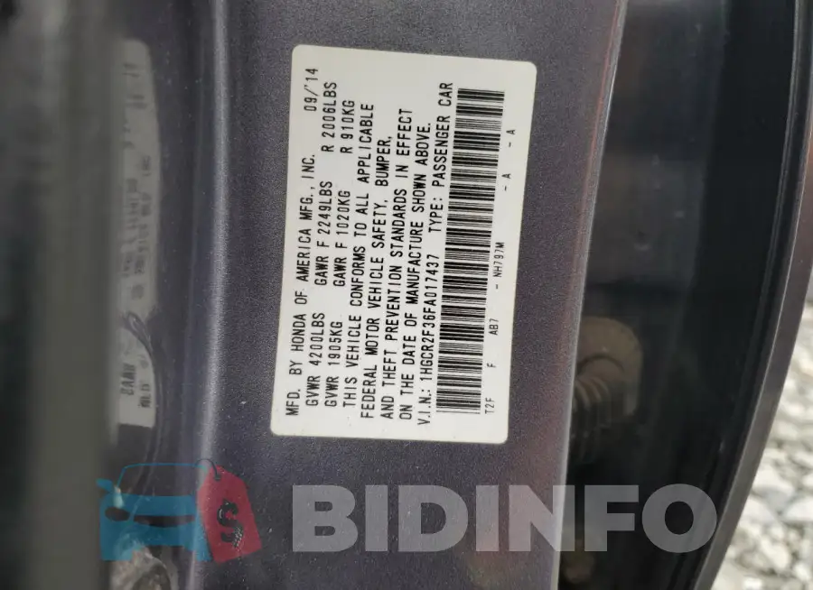 1HGCR2F36FA017437 Photo# 12