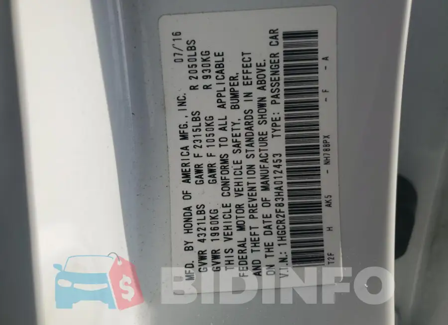 1HGCR2F83HA012453 Photo# 13