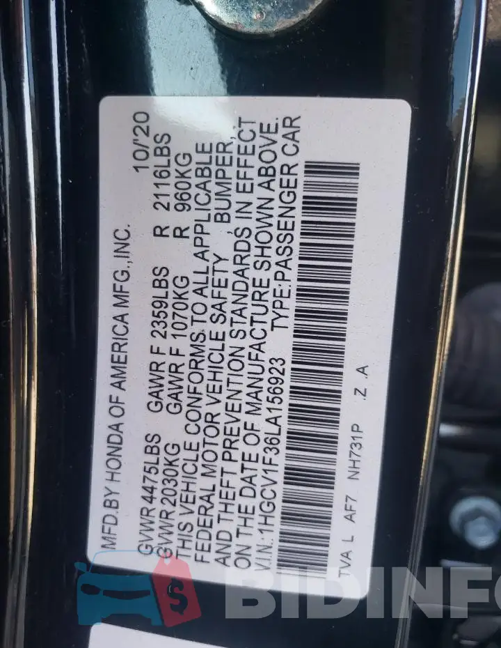 1HGCV1F36LA156923 Photo# 12
